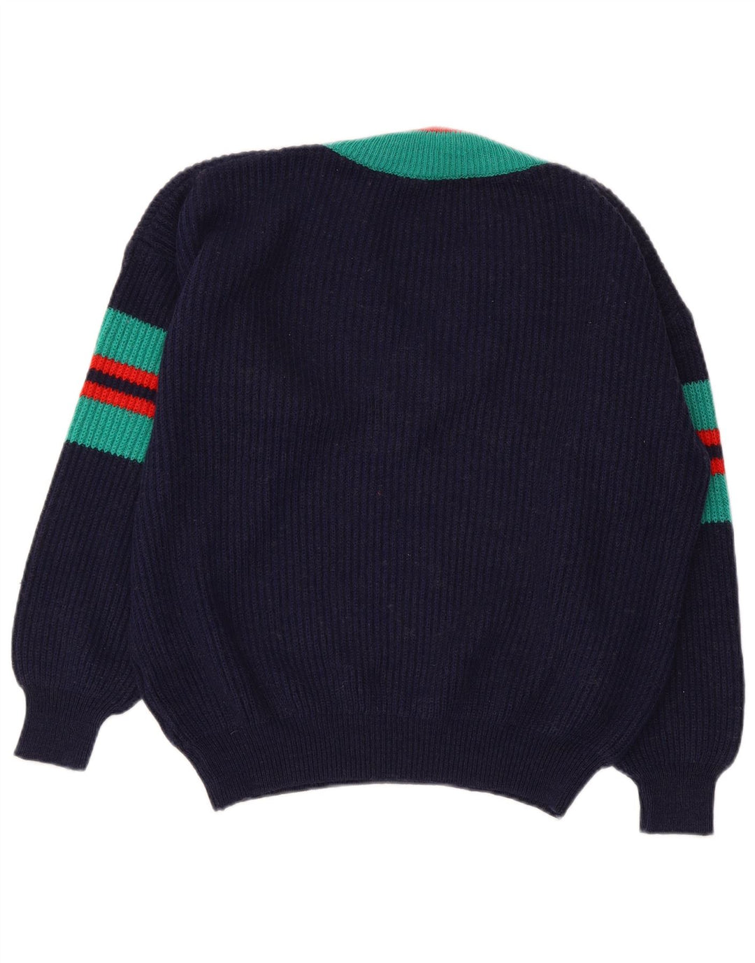 Pulover cu decolteu în V VINTAGE pentru femei IT 48/50 XL bleumarin cu dungi