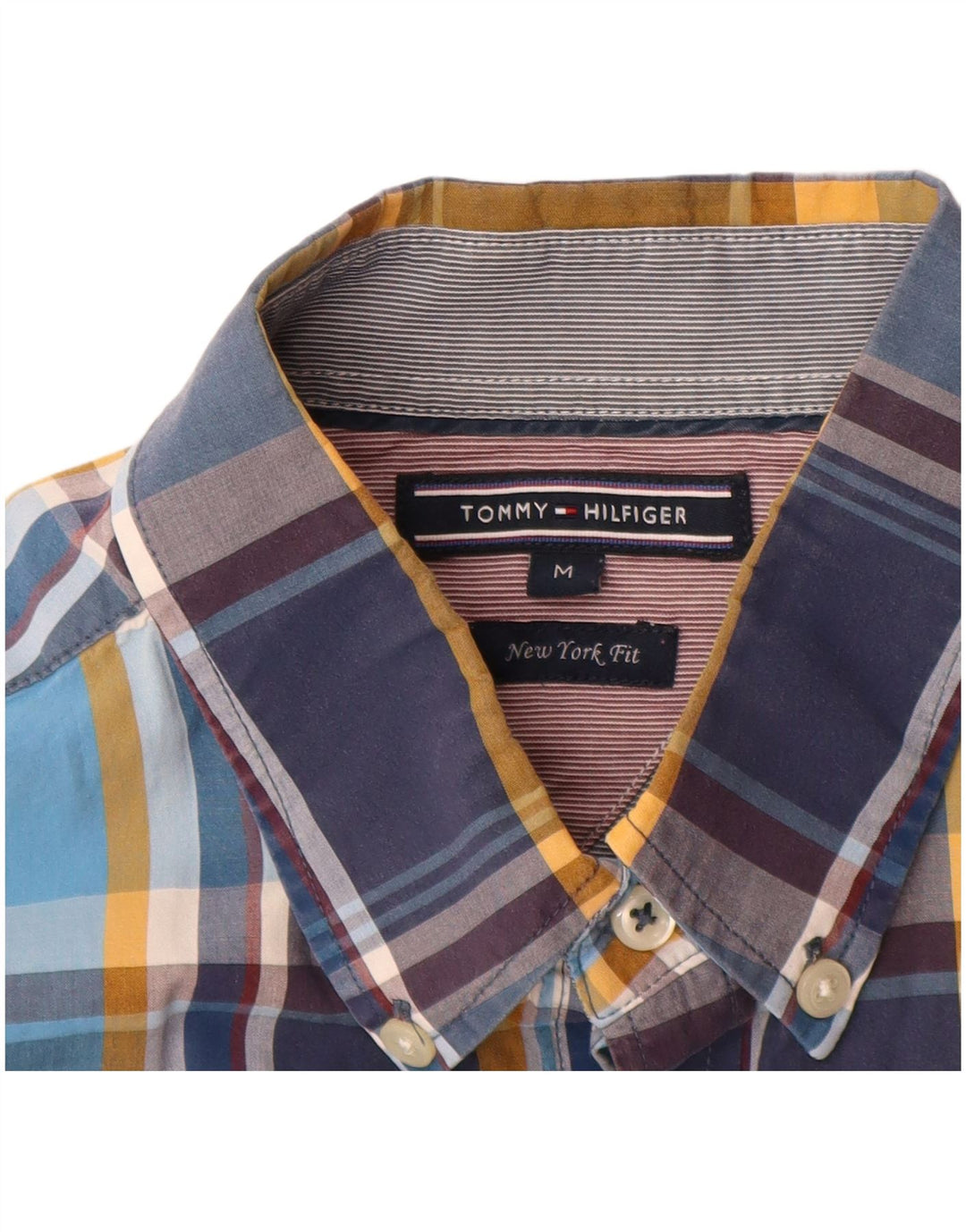 Cămașă pentru bărbați Tommy Hilfiger New York Fit, bumbac cu carouri albastru mediu