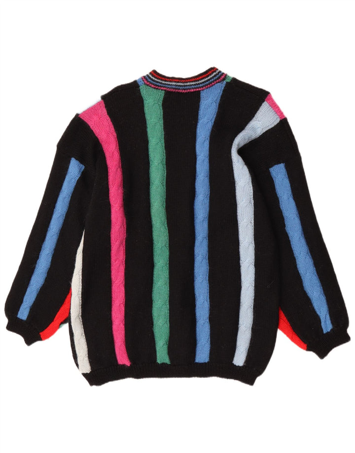 Pulover vintage pentru femei cu decolteu triplu UK 16 mare multicolor
