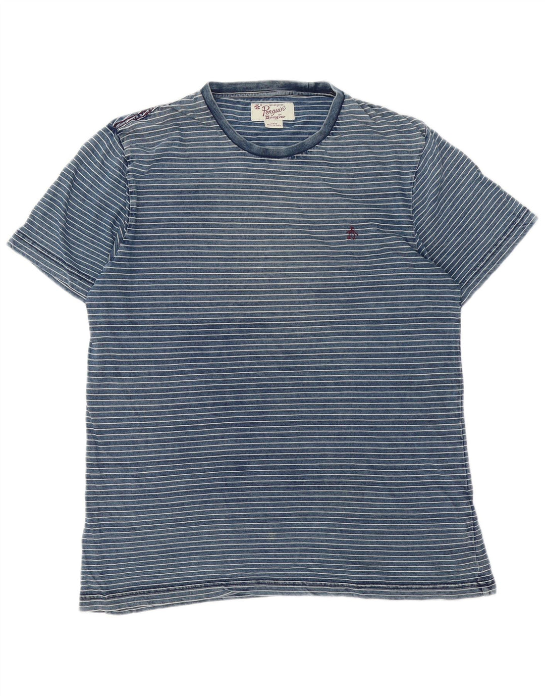 Tricou pentru bărbați Penguin Top mare din bumbac cu dungi albastre