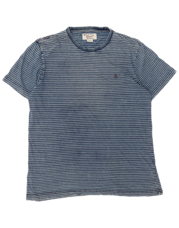 Tricou pentru bărbați Penguin Top mare din bumbac cu dungi albastre