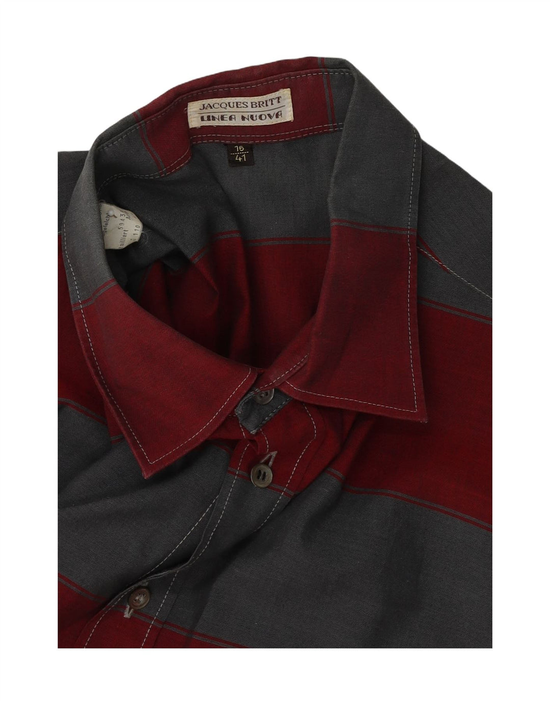 JACQUES BRITT Mens Shirt Size 16 41 Large Red Striped Cotton