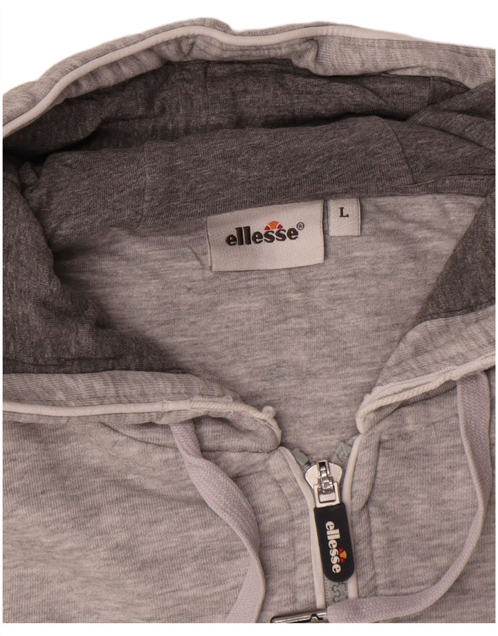 Pulover cu glugă cu fermoar grafic Ellesse pentru bărbați, bumbac mare, gri