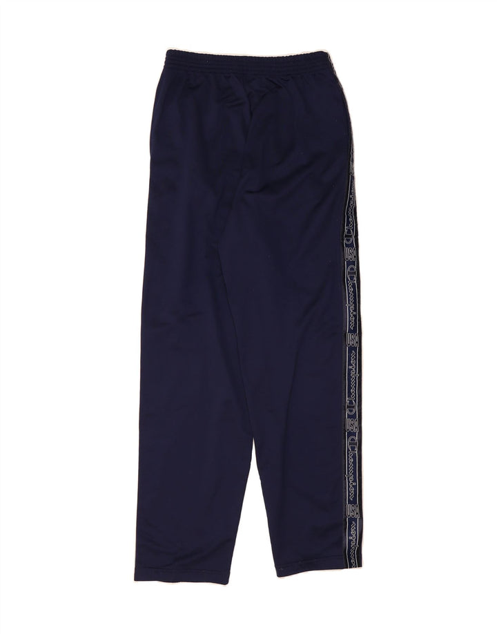 CHAMPION Mens Graphic Tracksuit Trousers Large  Navy Blue Polyester Vintage Champion and Second-Hand Champion from Messina Hembry 