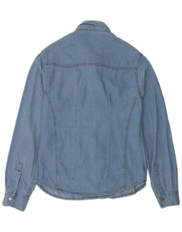 Cămașă de denim vintage pentru femei UK 14 Large Blue