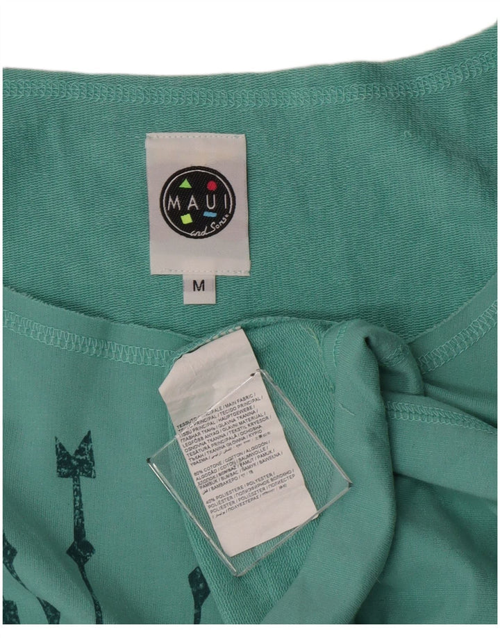 Maui and Sons Crop Graphic Top pentru femei cu mâneci 3/4 UK 14 Turcoaz mediu
