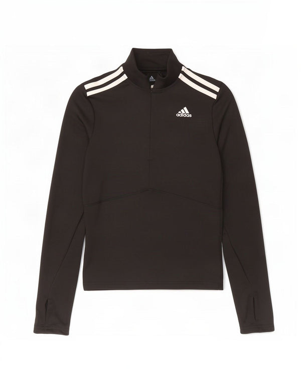 Adidas Womens Aeroready Zip Neck Pullover Tracksuit Top UK 4/6 XS Black