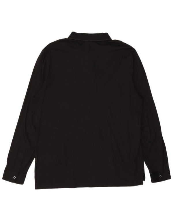 Cămașă polo HUGO BOSS pentru bărbați, slim fit, cu mânecă lungă, bumbac negru 2XL