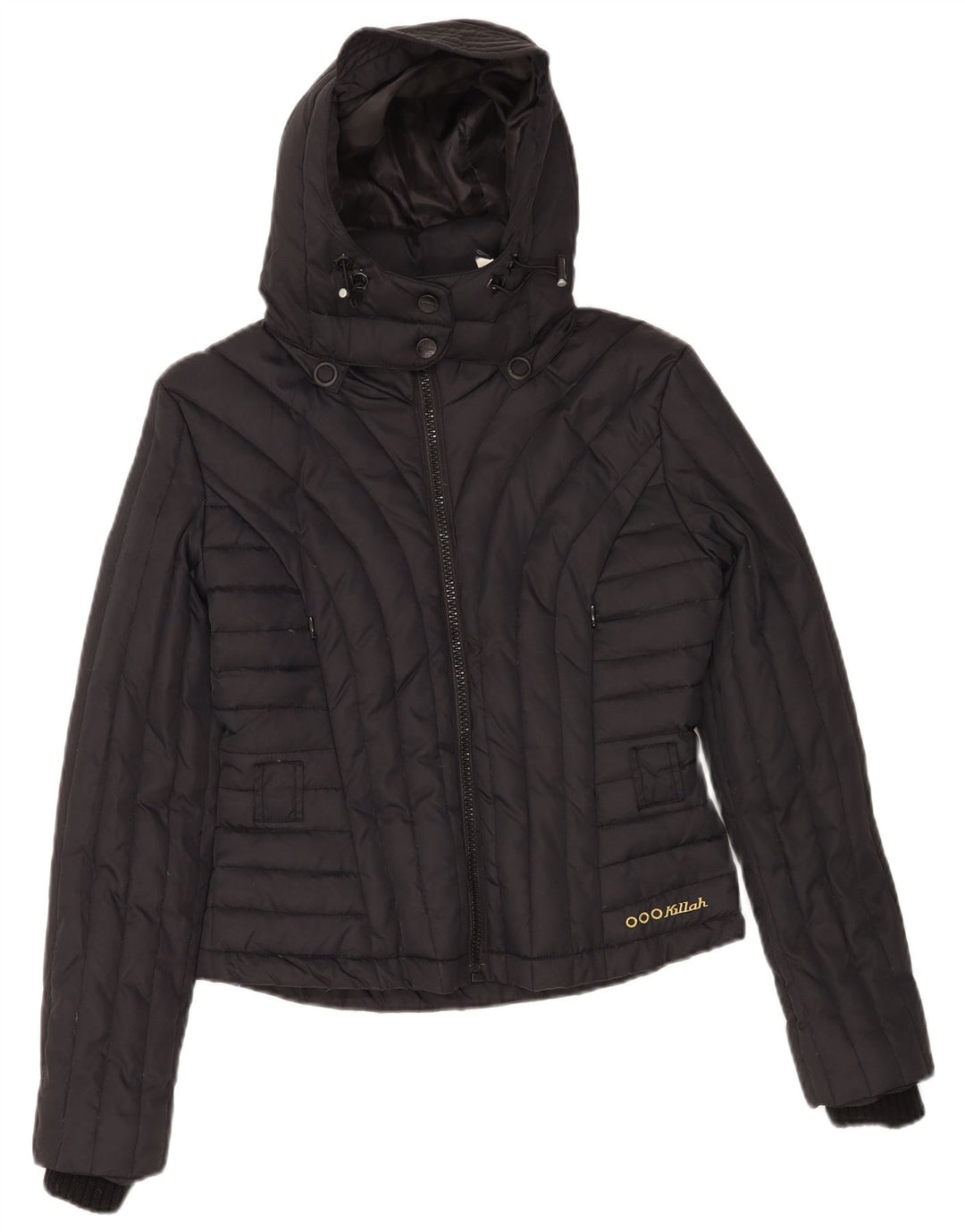 Jachetă căptușită cu glugă Killah pentru femei UK 14 Medium Black Nylon