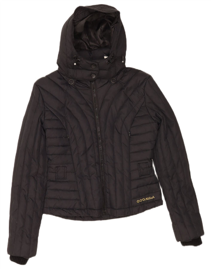 Jachetă căptușită cu glugă Killah pentru femei UK 14 Medium Black Nylon