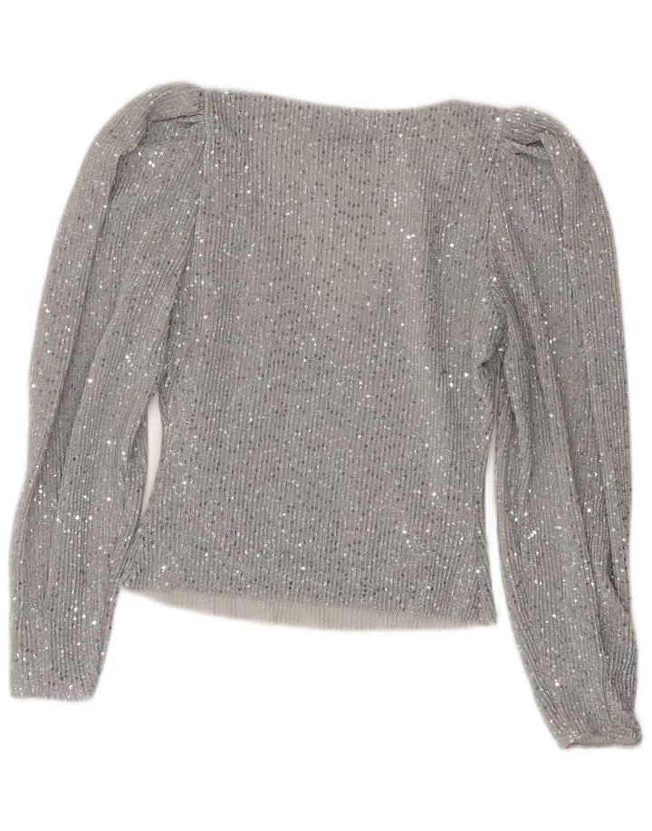 Crop Top pentru femei Zara cu mânecă lungă UK 10 Small Silver