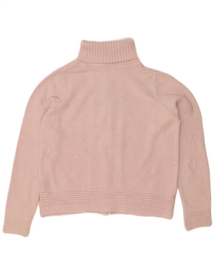 Pulover cardigan cu gât rulat pentru femei Marks & Spencer UK 14 bumbac roz mediu
