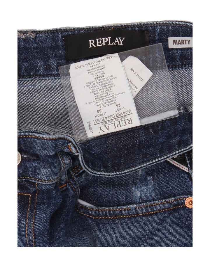 REPLAY Womens Marty Distressed Slim Jeans W26 L30 Blue Cotton Vintage Replay and Second-Hand Replay from Messina Hembry 