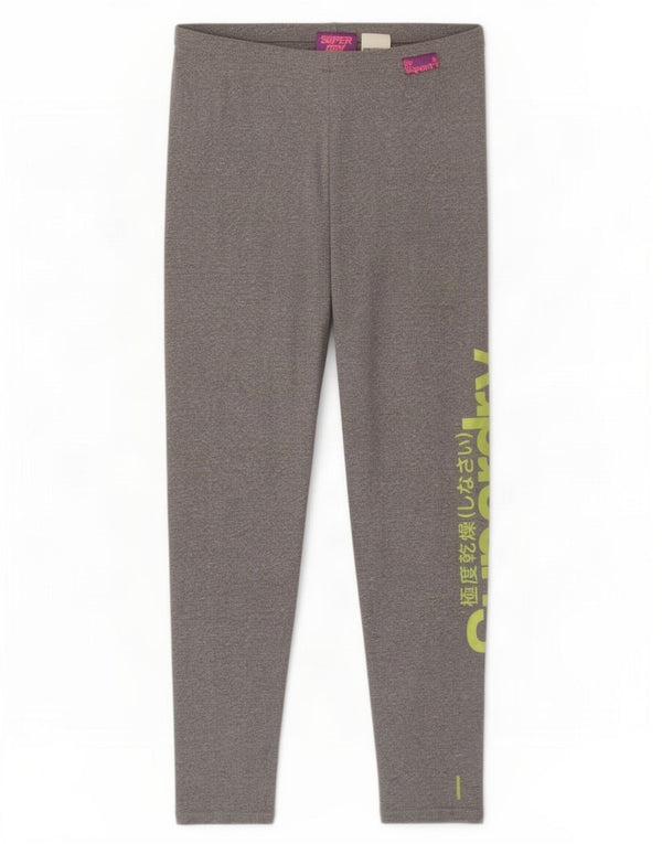 Leggings crop grafic Superdry pentru femei UK 14 mare, gri bumbac cu pete