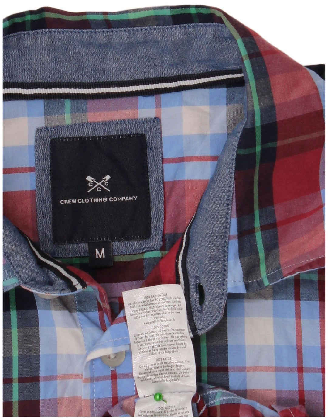 CREW CLOTHING Cămașă cu mânecă scurtă pentru bărbați, bumbac cu carouri albastru mediu