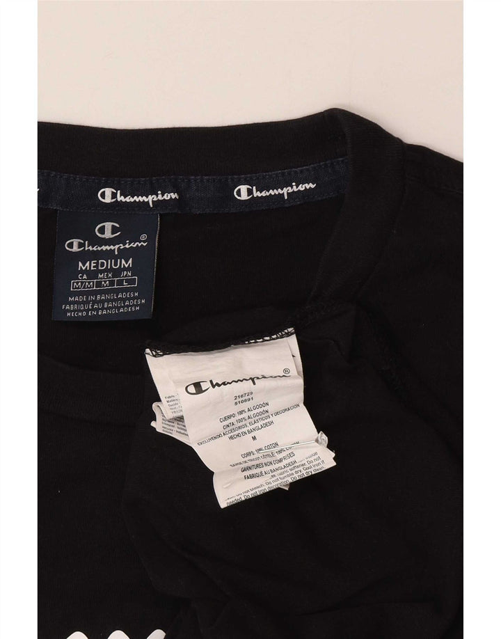 Tricou grafic Champion pentru bărbați Top mediu din bumbac negru