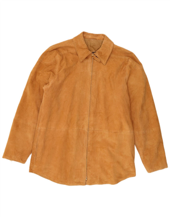 Jachetă de piele intoarsa pentru femei Escada UK 14, maro mediu, piele