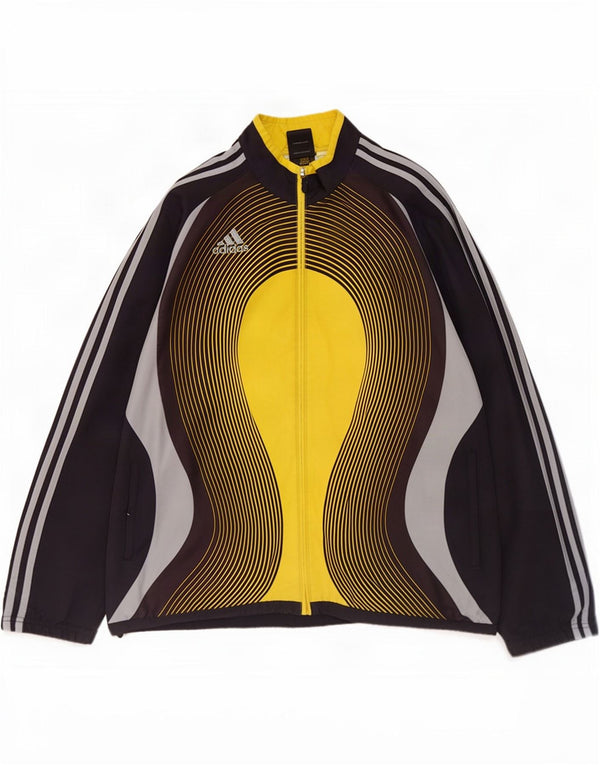 Jachetă de top pentru trening grafic Adidas pentru bărbați Marea Britanie 44/46 Mare Negru Colorat