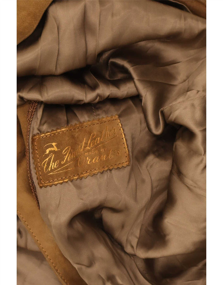 Vintage Womens 3 Button Suede Blazer Jacket UK 14 Medium Brown