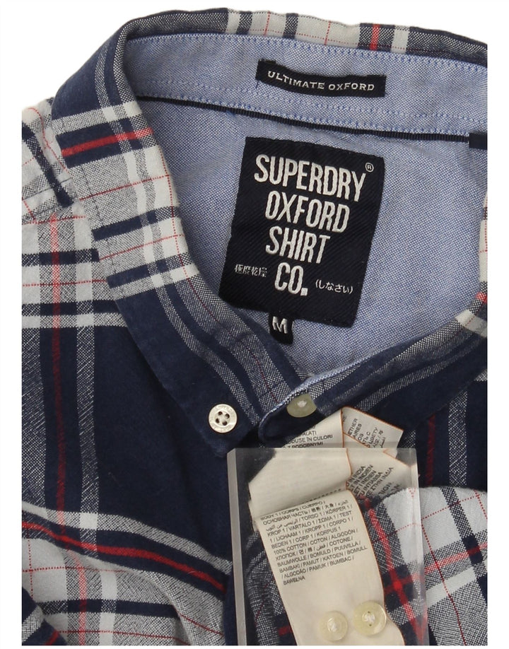 Cămașă de flanel cu mânecă scurtă pentru bărbați Superdry, bumbac cu carouri albastru bleumarin mediu