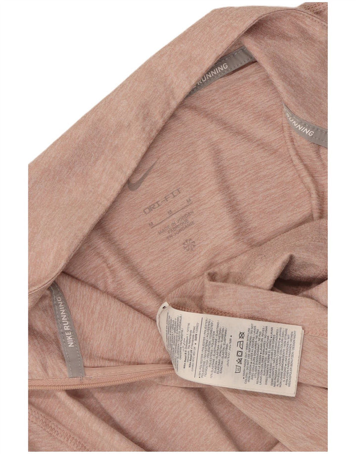 Top de trening Nike Dri Fit Zip Neck Pullover pentru femei UK 14 Roz mediu