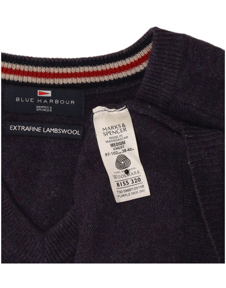 Pulover cu decolteu în V Blue Harbour pentru bărbați Marks & Spencer, violet mediu