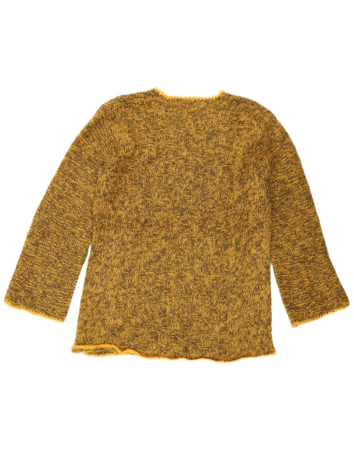 Pulover vintage pentru femei cu gât de barcă UK 10 mic galben pete