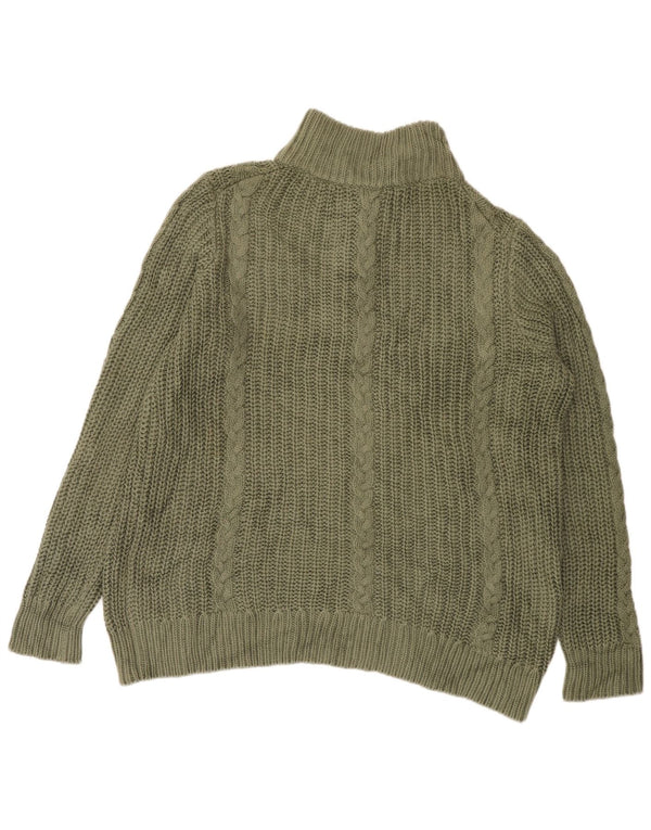 Pulover pentru femei L.L.Bean, cu fermoar, cu decolteu larg, UK 18 XL, bumbac kaki