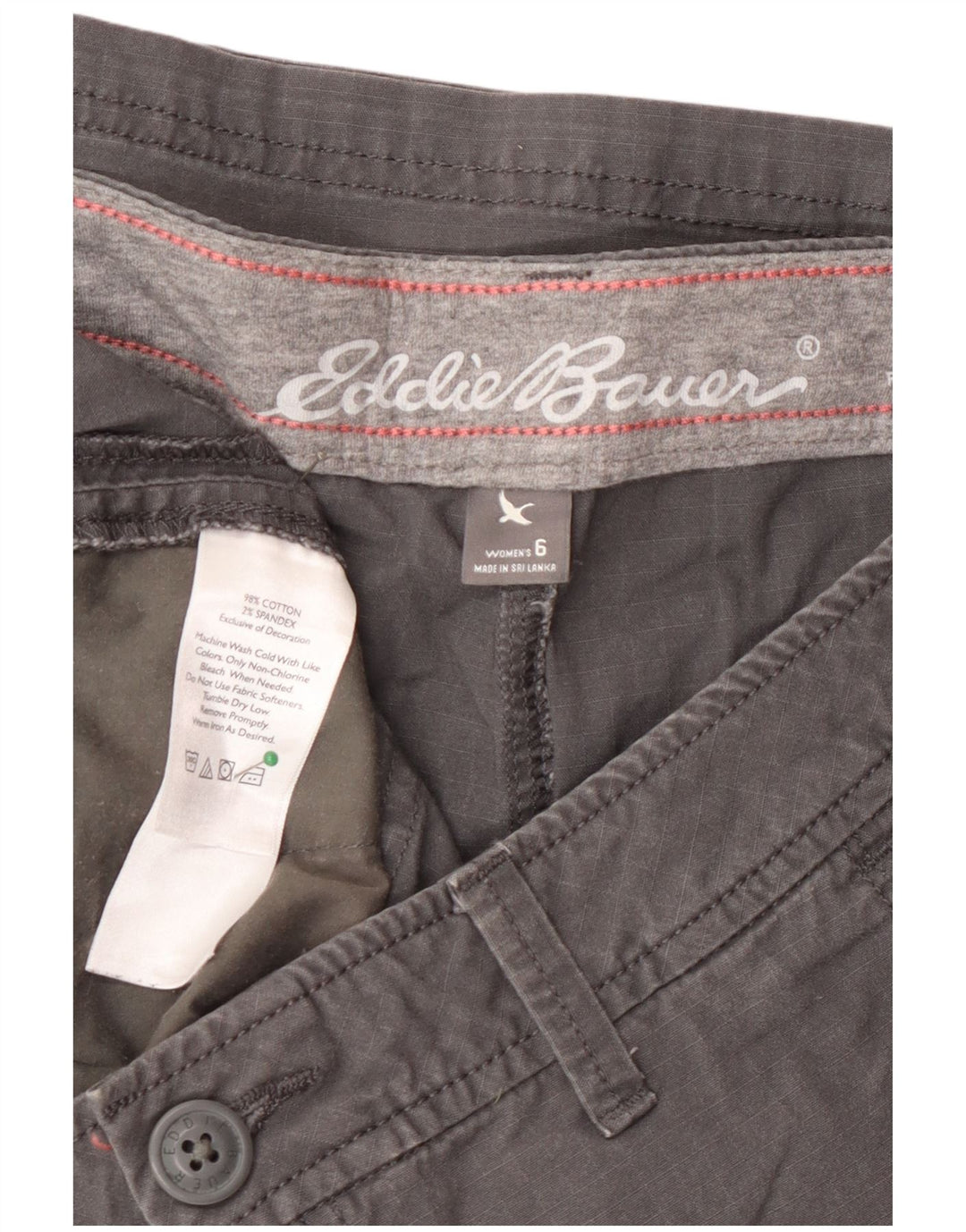 Pantaloni scurti cargo pentru femei, Eddie Bauer, ușor curbate, US 6, mediu W30, bumbac gri