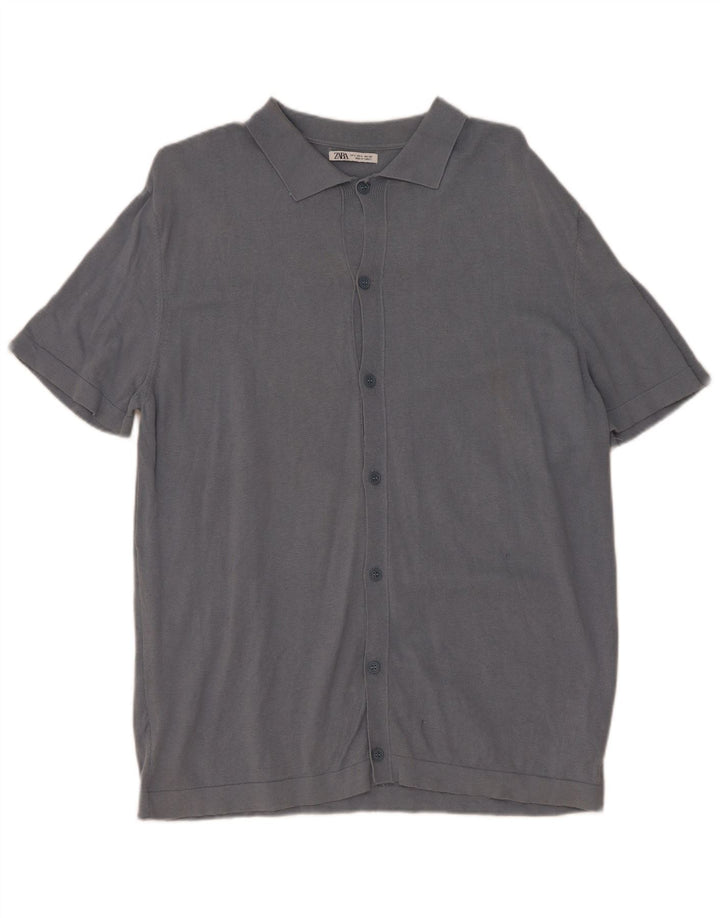 Pulover cardigan cu mânecă scurtă pentru bărbați Zara, mare, gri, bumbac