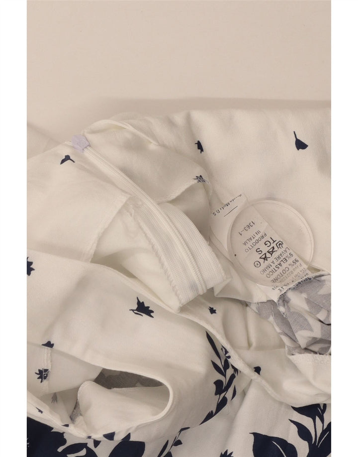 VINTAGE Rochie A-Line fără mâneci pentru femei UK 8 Bumbac Floral Alb Mic