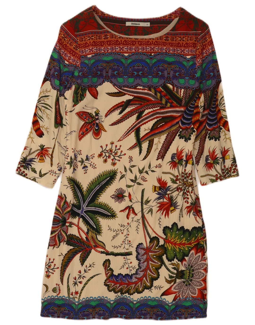 DESIGUAL Rochie Schimbată Grafică pentru Damă EU 36 Mic Multicolor Floral