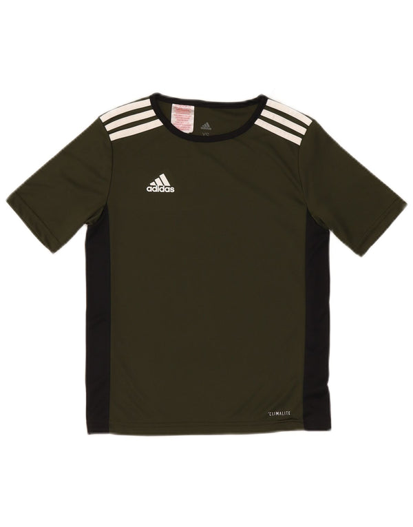 Tricou Adidas Climalite pentru băieți Top 9-10 ani mic kaki colorblock