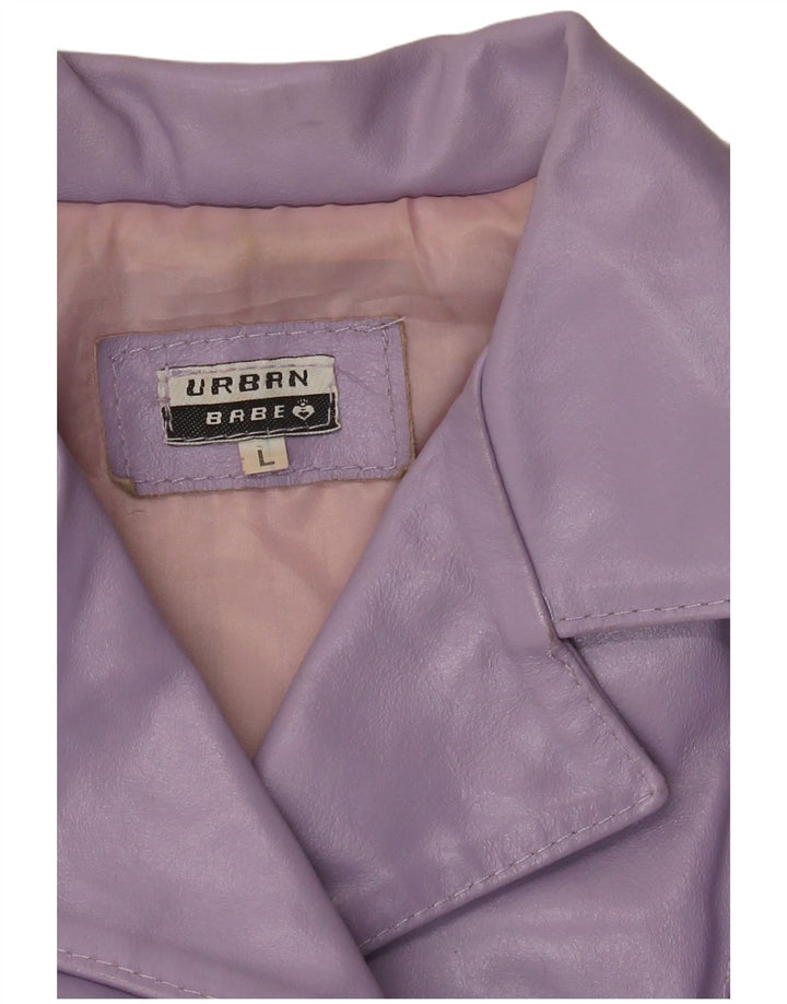 Jachetă de piele vintage pentru femei UK 14 mare violet