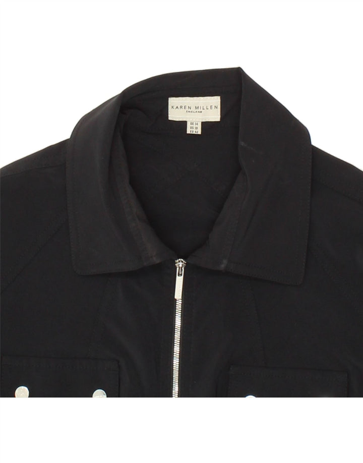 KAREN MILLEN Womens Blazer Jacket UK 14 Medium Black Polyamide Vintage Karen Millen and Second-Hand Karen Millen from Messina Hembry 