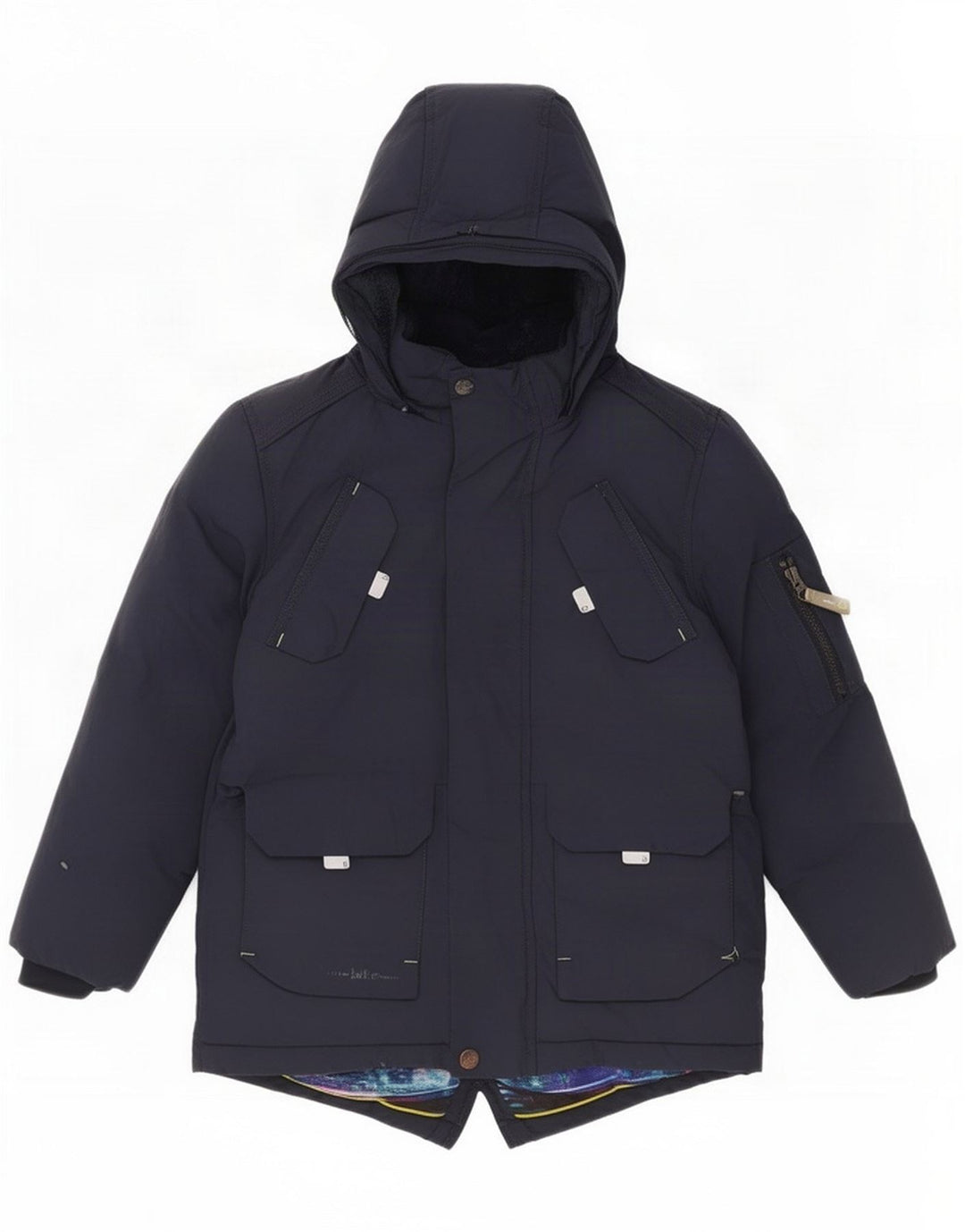 Jachetă căptușită cu glugă pentru băieți Ted Baker, 6-7 ani, albastru bleumarin, nailon