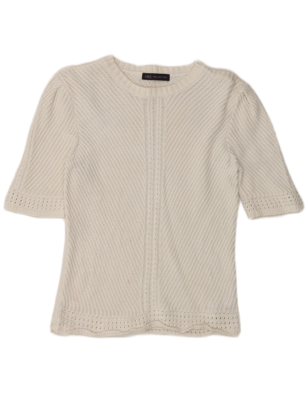 Pulover pentru femei Marks & Spencer cu gâtul cu barca UK 14 Medium Off White