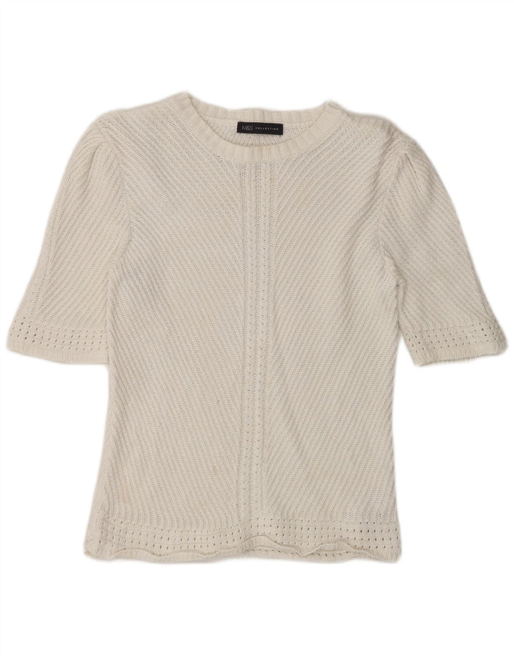 Pulover pentru femei Marks & Spencer cu gâtul cu barca UK 14 Medium Off White