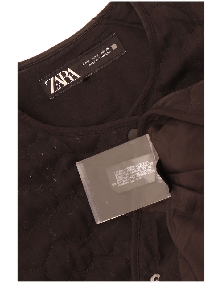 Jachetă matlasată supradimensionată pentru femei Zara UK 10 mic negru Lyocell