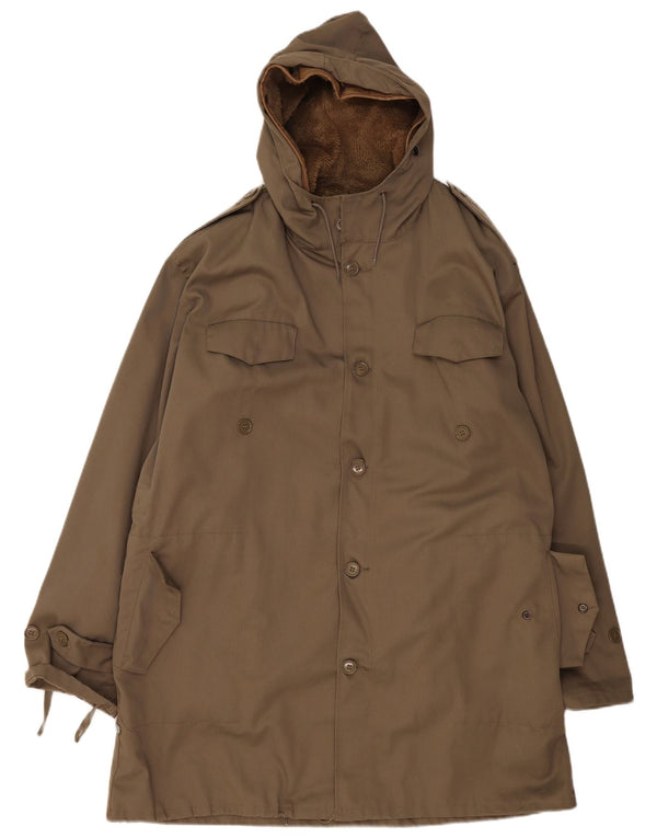 Jachetă parka militară cu glugă pentru bărbați VINTAGE IT 54 2XL bumbac kaki