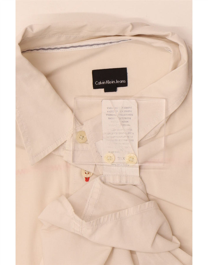 Cămașă pentru bărbați Calvin Klein Jeans 2XL din bumbac alb
