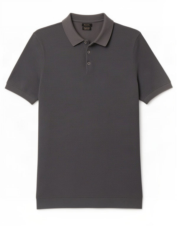 Tricou polo Massimo Dutti pentru bărbați, bumbac gri mediu