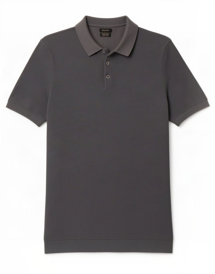 Tricou polo Massimo Dutti pentru bărbați, bumbac gri mediu