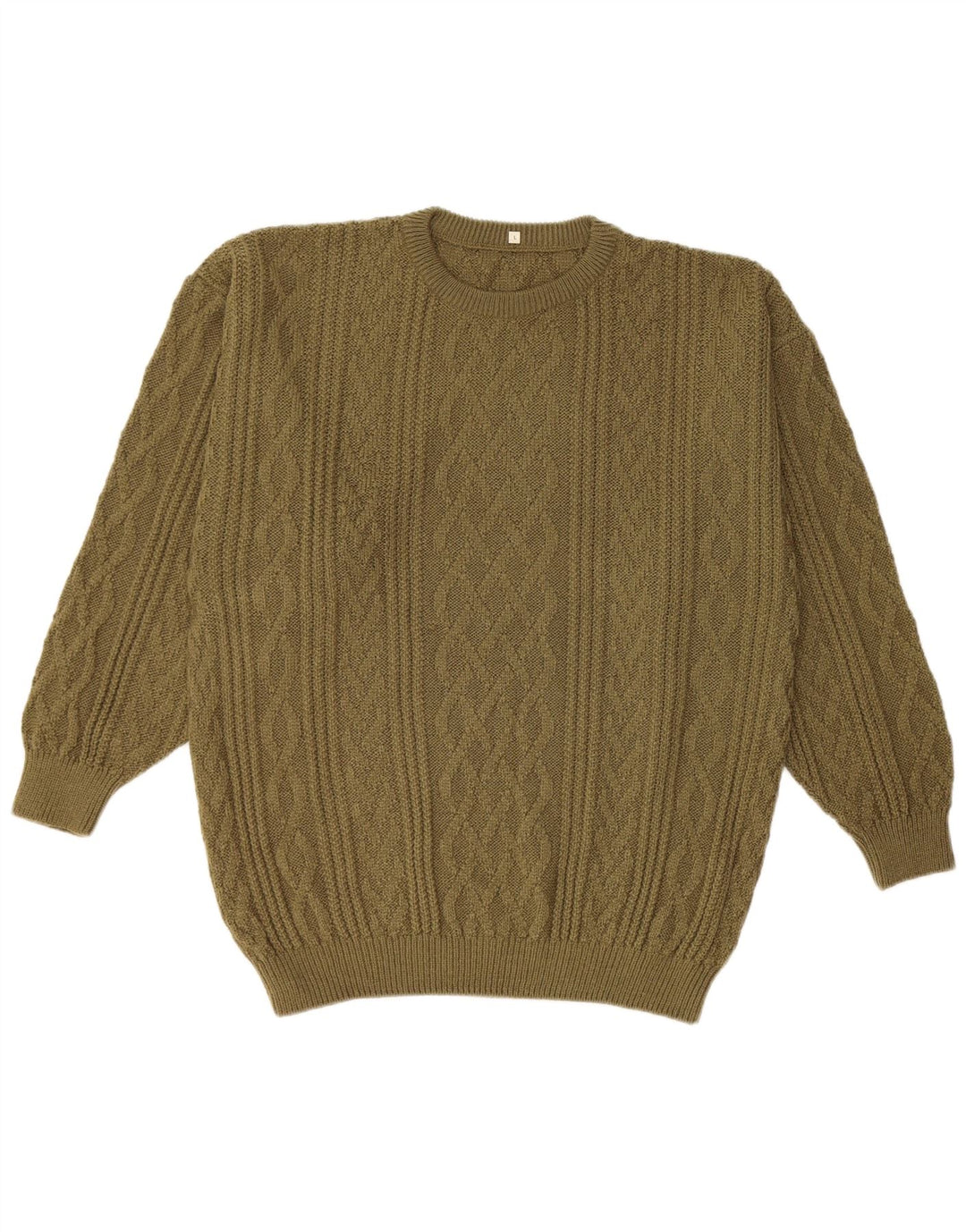 Pulover vintage pentru bărbați cu gâtul turnat, mare, acrilic, kaki