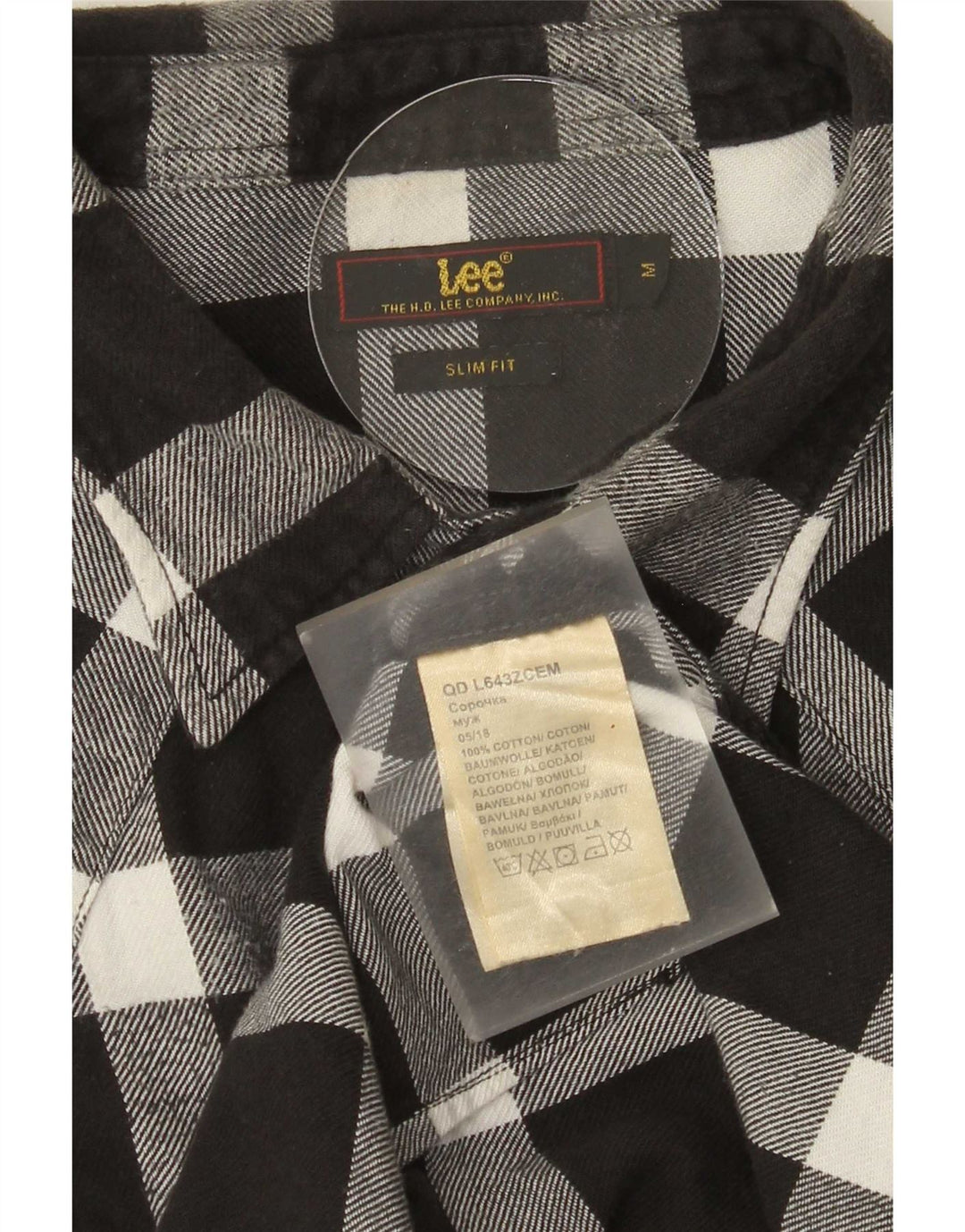 Cămașă Lee pentru bărbați, slim fit, din flanel, bumbac cu carouri negru mediu
