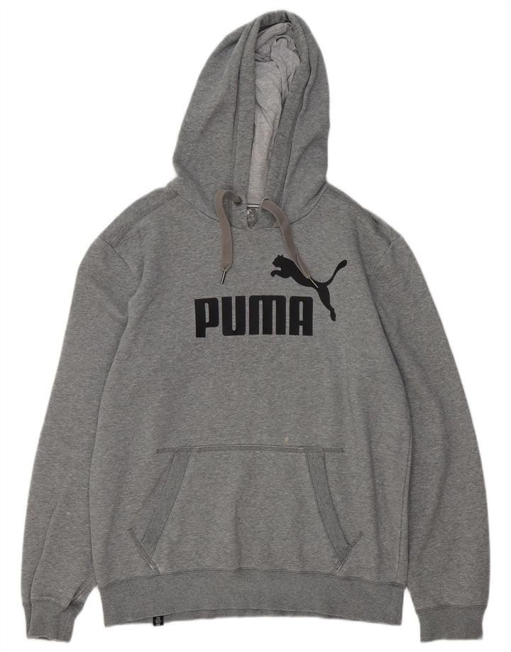 Pulover PUMA pentru bărbați, cu capota, din bumbac, gri mediu