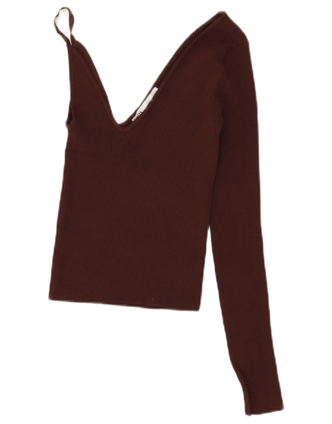 Crop Top femeie Zara UK 8 mic maro viscoză