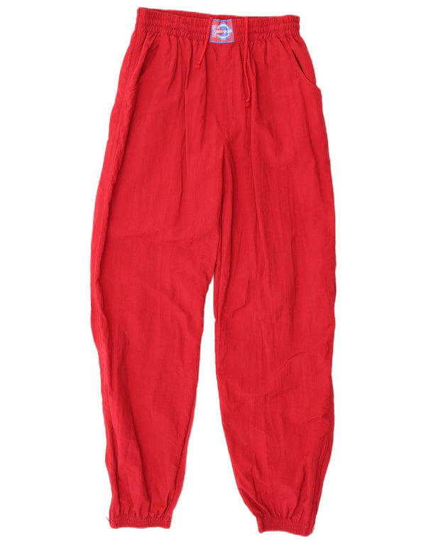 Crane Womens Loose Fit Tracksuit Trousers Joggers UK 14 Large Red Polyamide