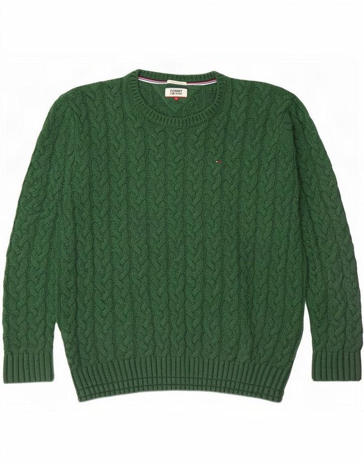 Pulover Tommy Hilfiger pentru bărbați, cu formă regulată, cu decolteu, verde mediu