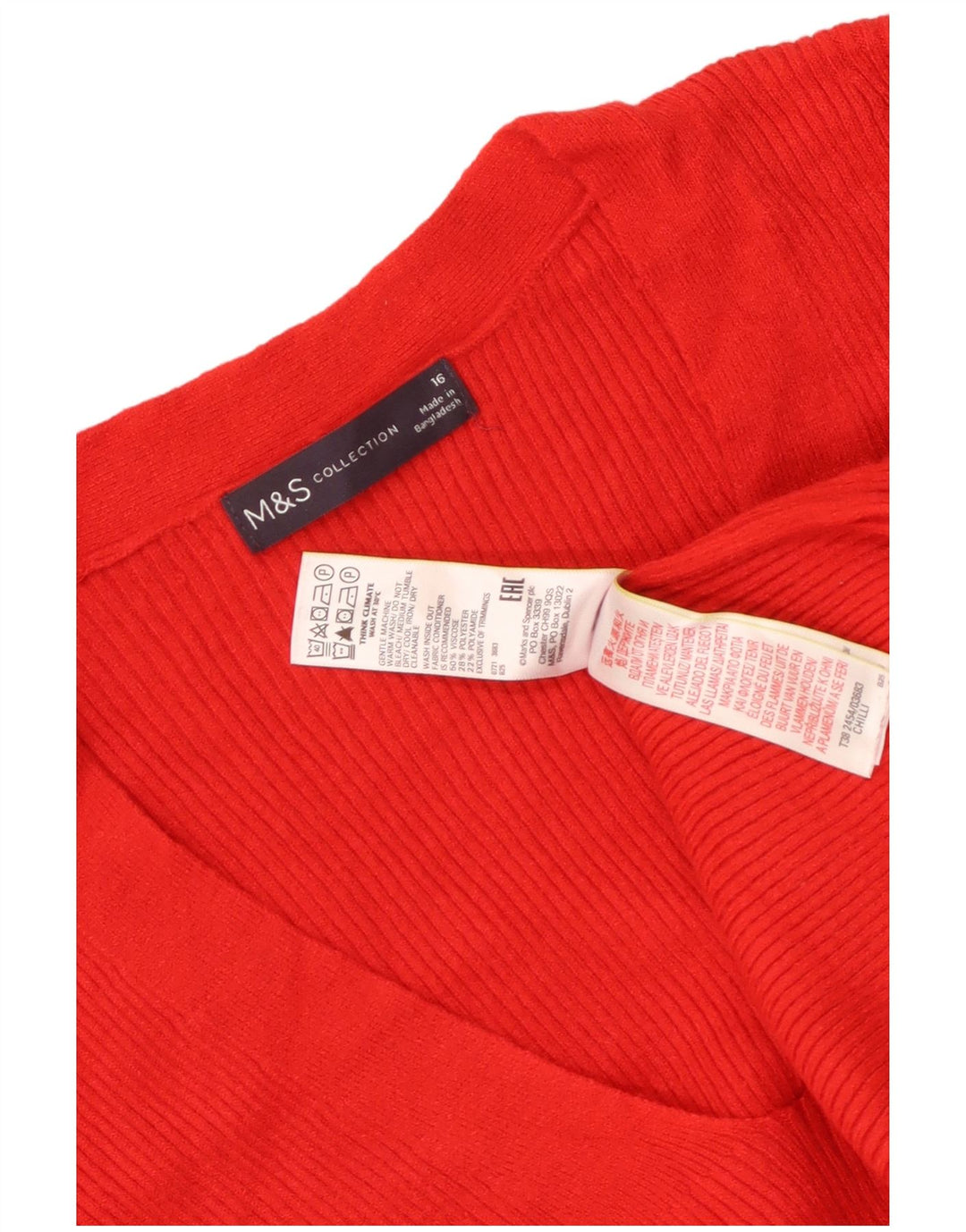 MARKS & SPENCER Pulover cu decolteu în V pentru femei UK 16 Viscoză mare roșie